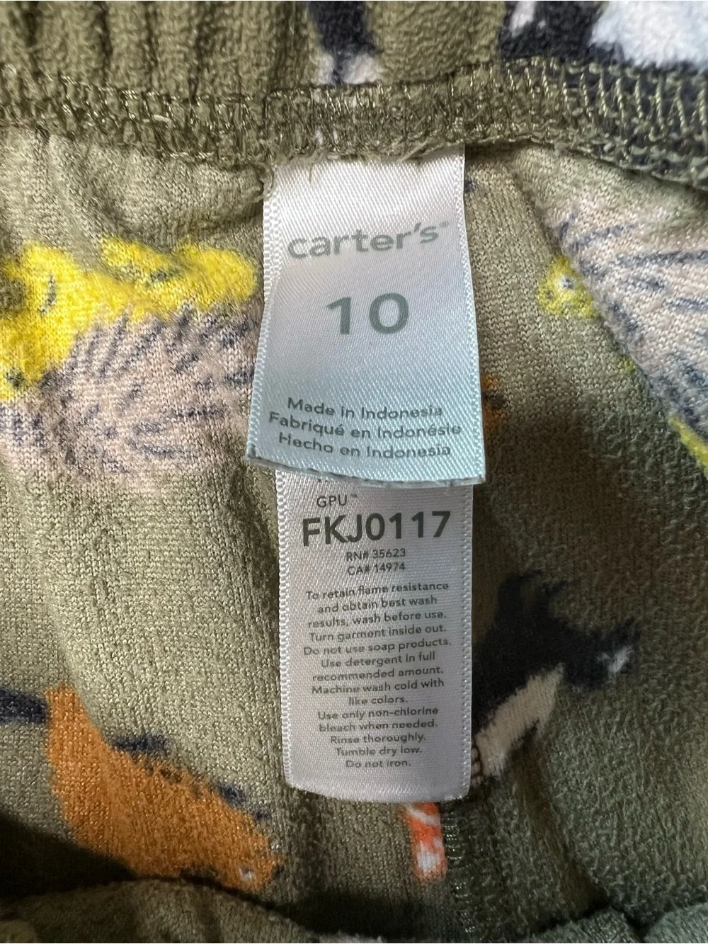 Carter’s 2-Piece Pajama Set Bedtime Bandit Raccoon Woodland Animals Size 10